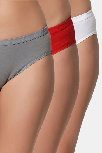 Buy Bleeding Heart Medium Rise Full Coverage Bikini Panty (Pack of 3) - Multicolor